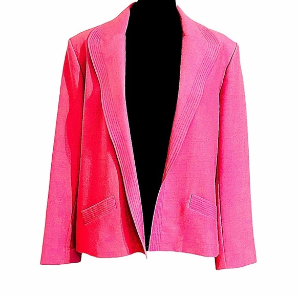 Vintage Jackets & Blazers - Vintage Adolph Schuman for Lilli Ann Open Front Blazer Jacket Fuchsia Pink